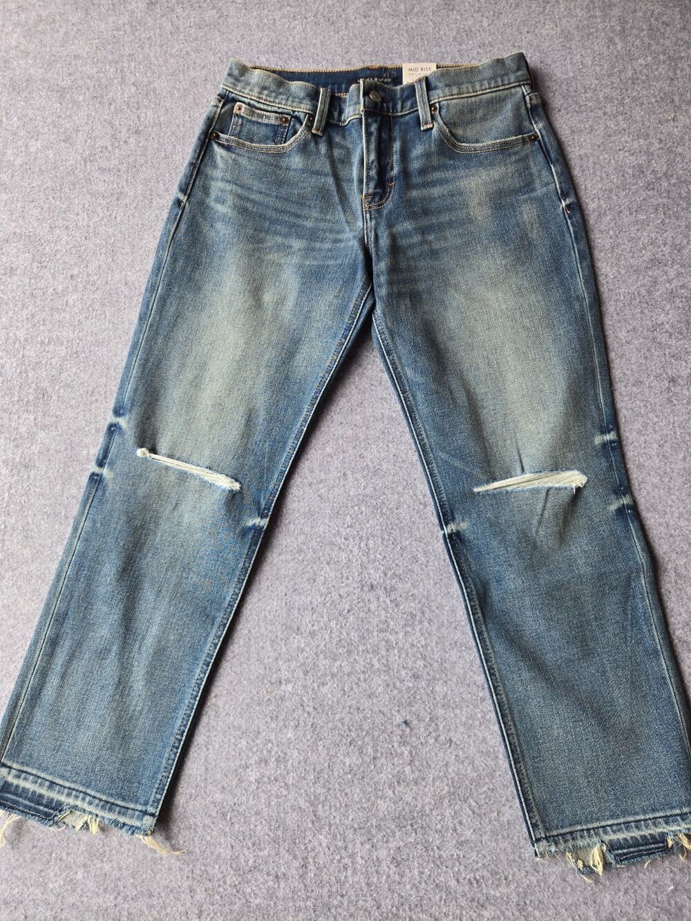 New Women's LUCKY Brand Sienna Mid-Rise Boyfriend Jeans Distressed Size 0/25
